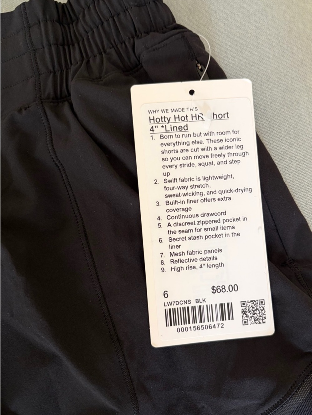 NWT lululemon athletica Hotty Hot Short 4” Black - Picture 5 of 6